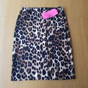 NWT Betsey Johnson Small Leopard Print Polyester and Spandex Pencil Skirt